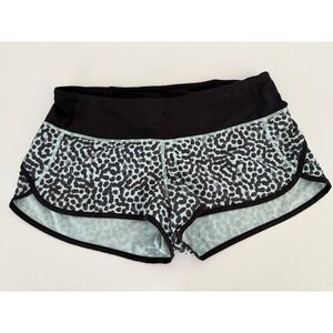 Lululemon Speed Up Shorts Women Size 10 Black Leopard Print Running Athletic
